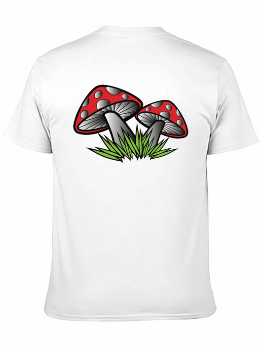 Camiseta Negra con Estampado de Hongos Rojos