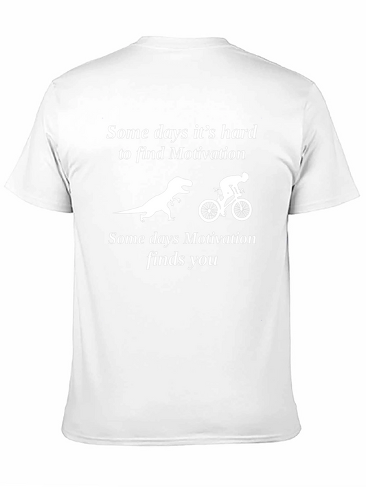 Camiseta Negra con Diseño Motivacional de Dinosaurio y Ciclista