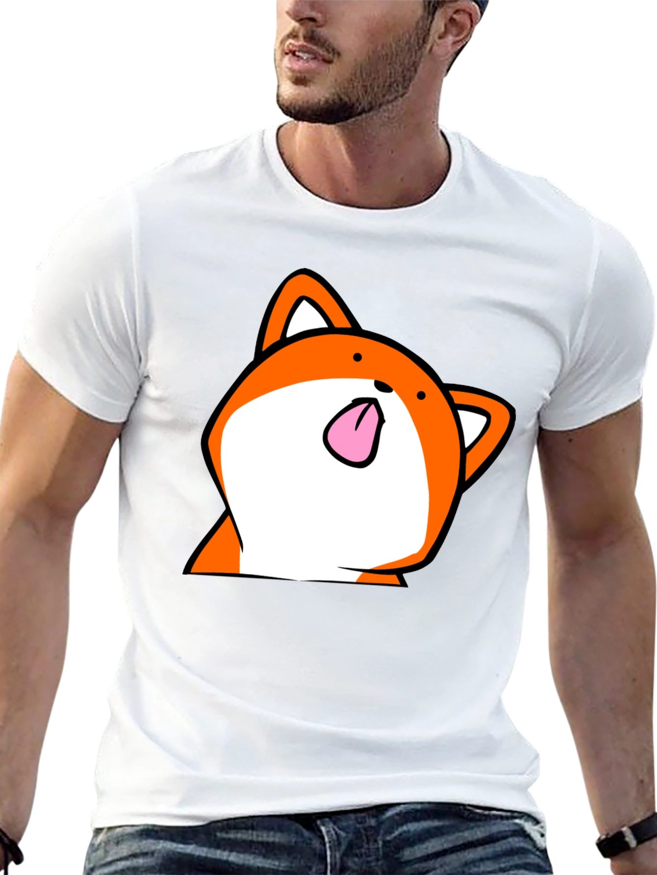 Camiseta Negra con Estampado de Zorro Divertido