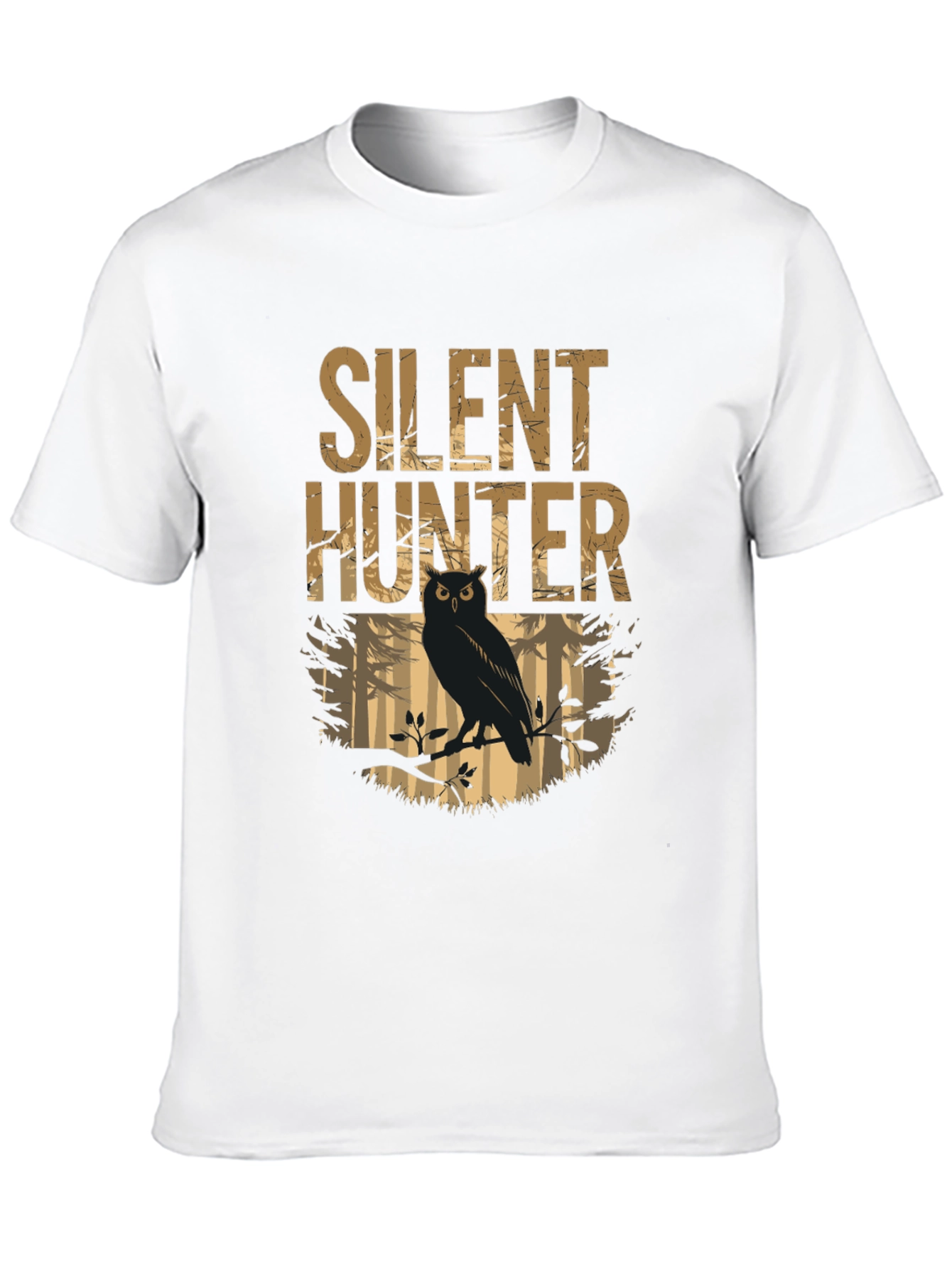 Camiseta Negra Cazador Silencioso - Diseño Búho