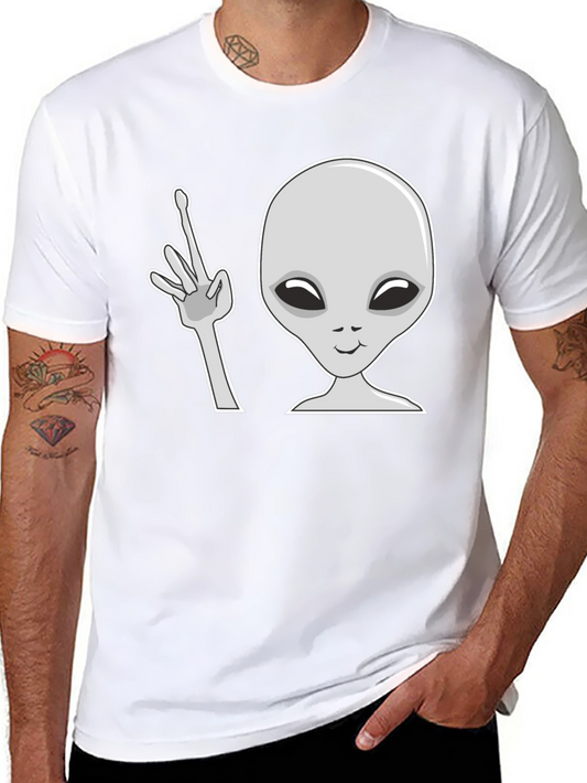 Camiseta Negra con Diseño Alienígena Divertido
