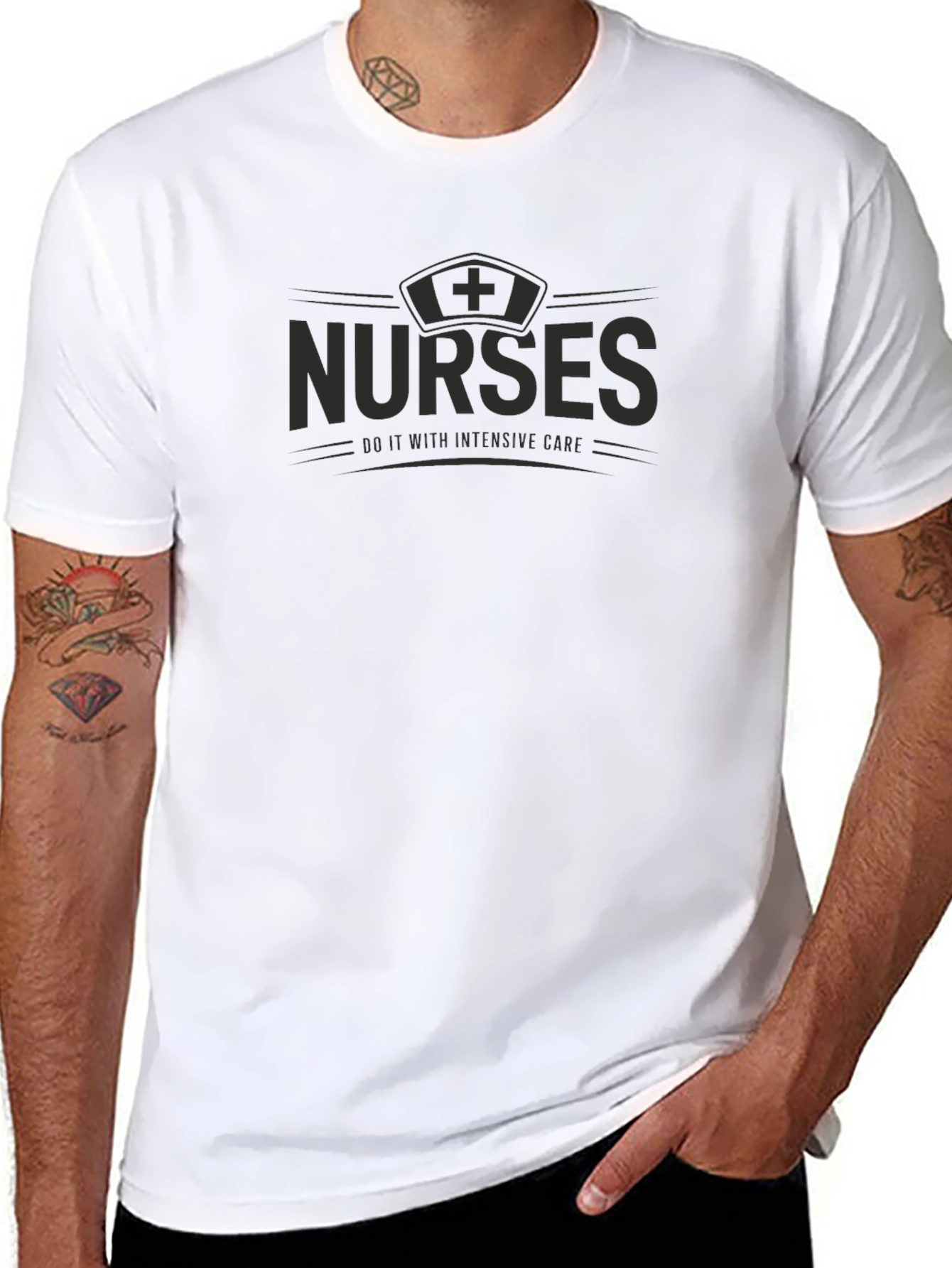 Camiseta Negra Nurses Do It With Intensive Care