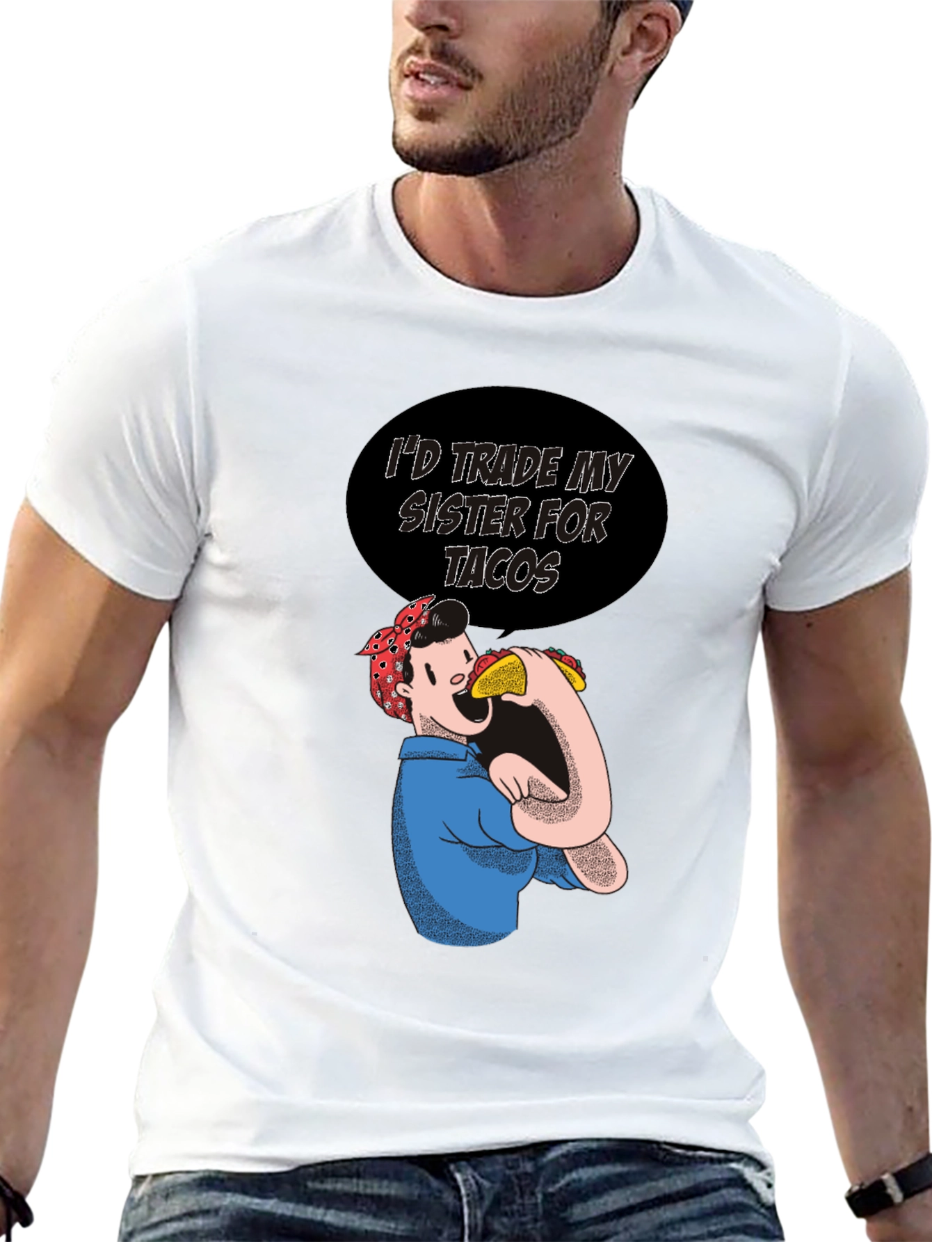 Camiseta Negra: Intercambiaría a mi Hermana por Tacos