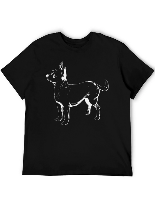 Camiseta Negra con Diseño de Chihuahua Blanco