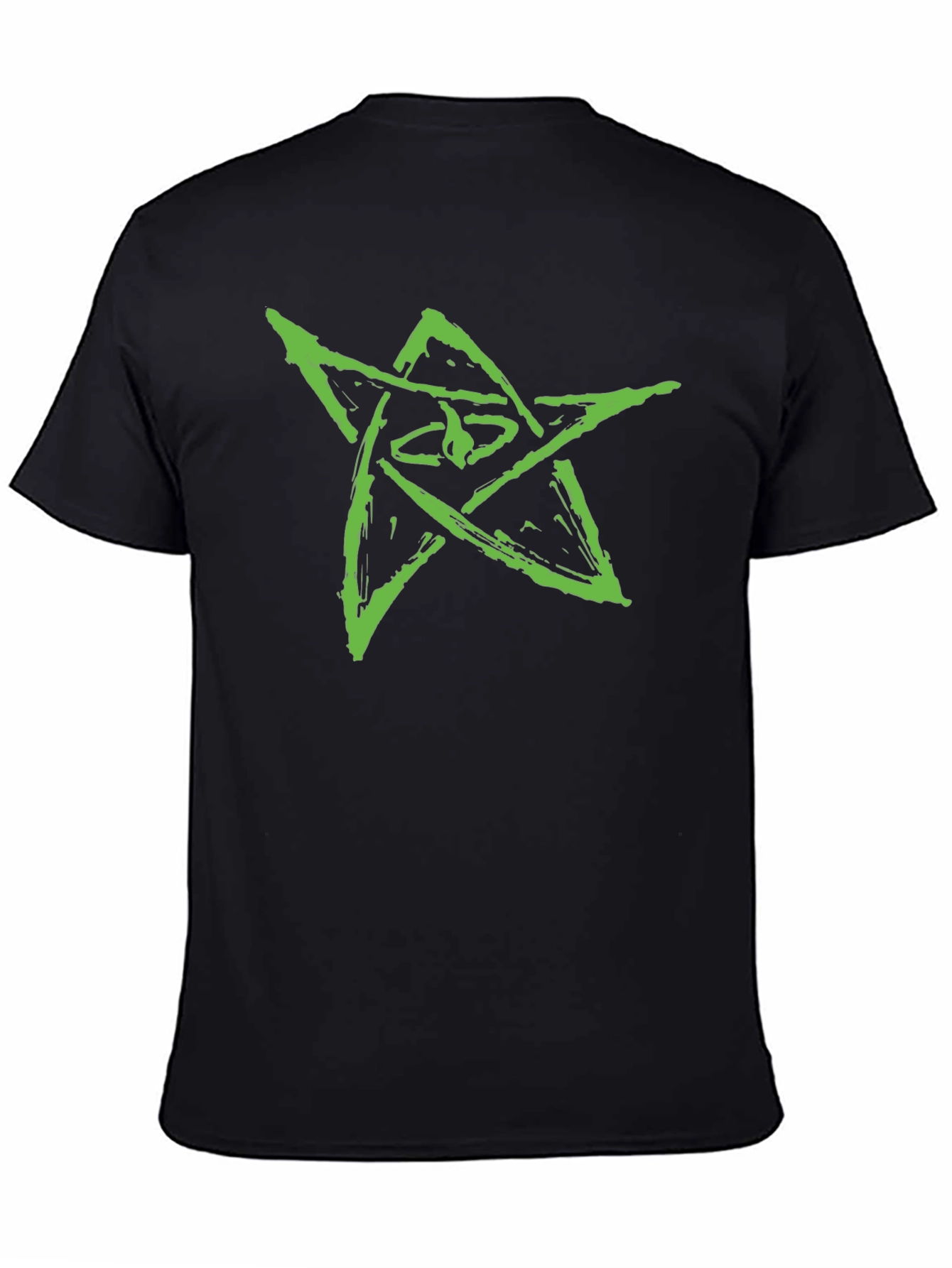 Camiseta Negra con Diseño de Estrella Verde