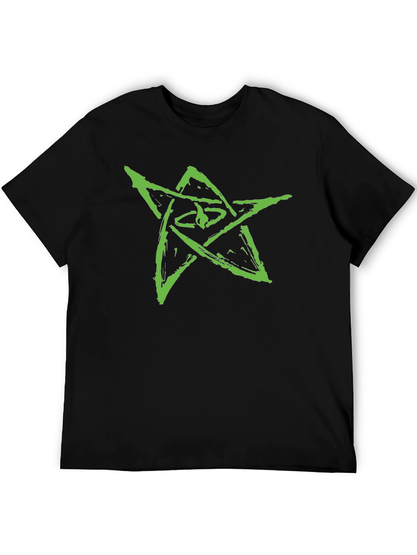 Camiseta Negra con Diseño de Estrella Verde