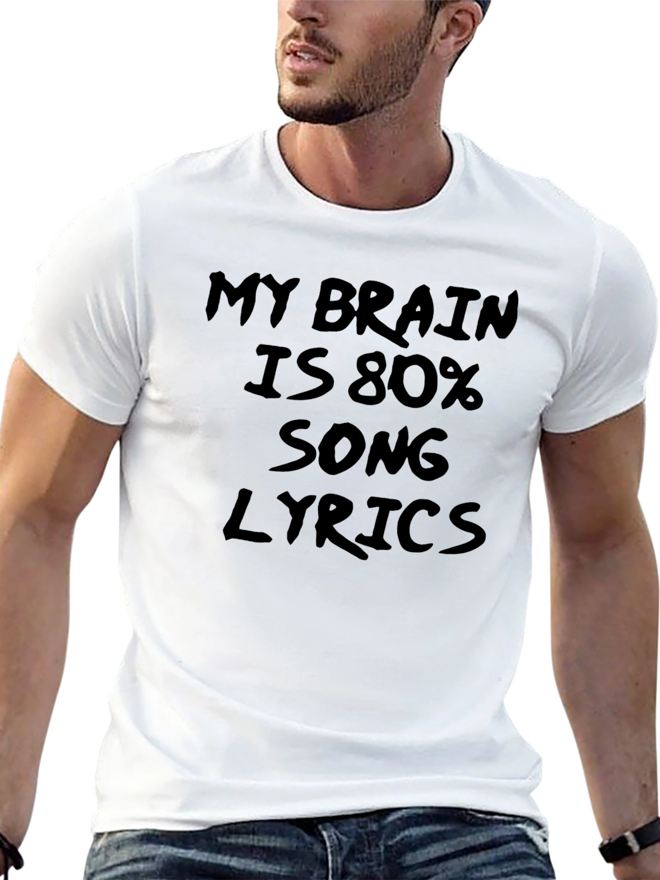 Camiseta Negra: Mi Cerebro es 80% Letras de Canciones