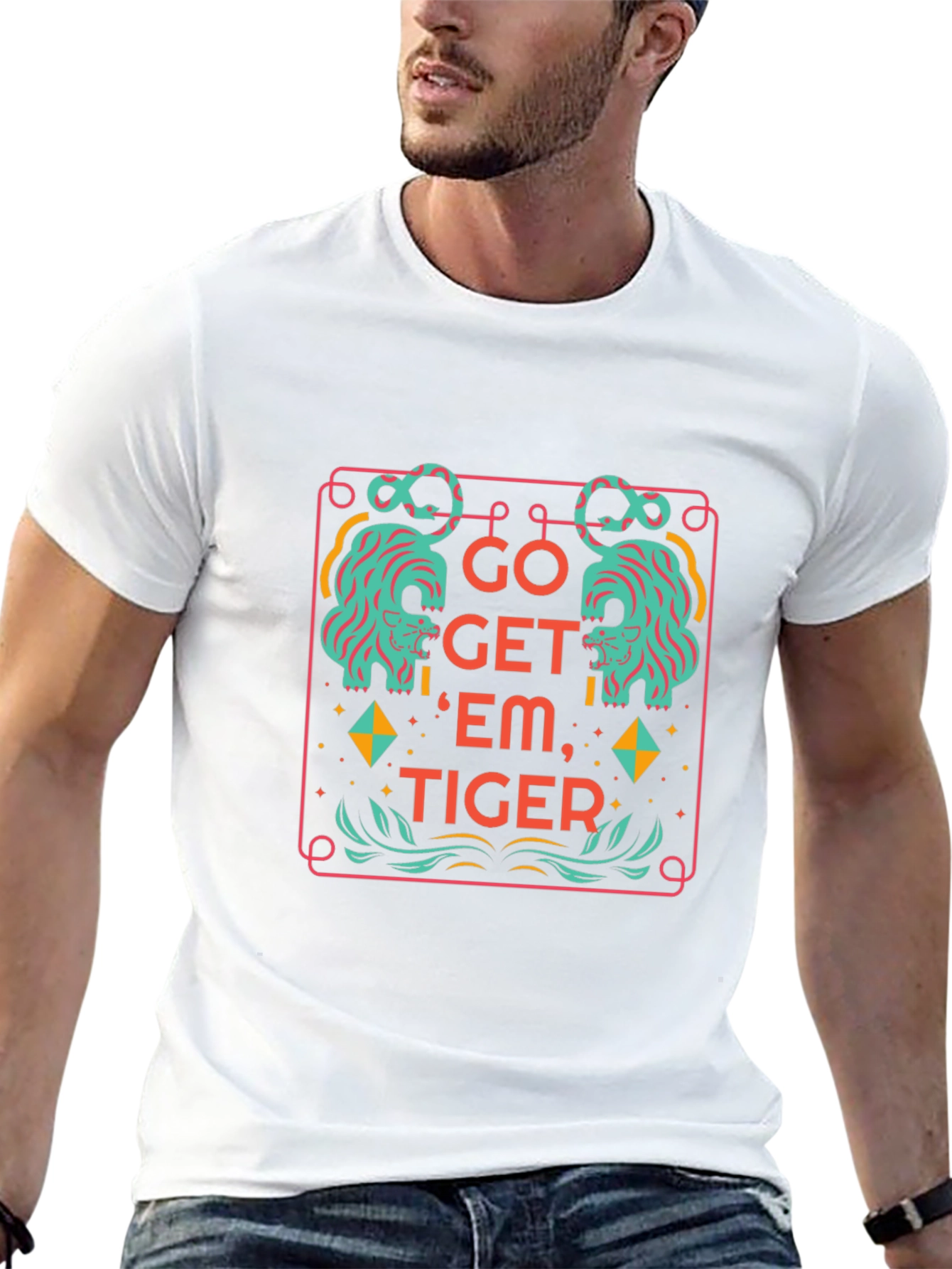 Camiseta Negra con Diseño Tigre Motivacional