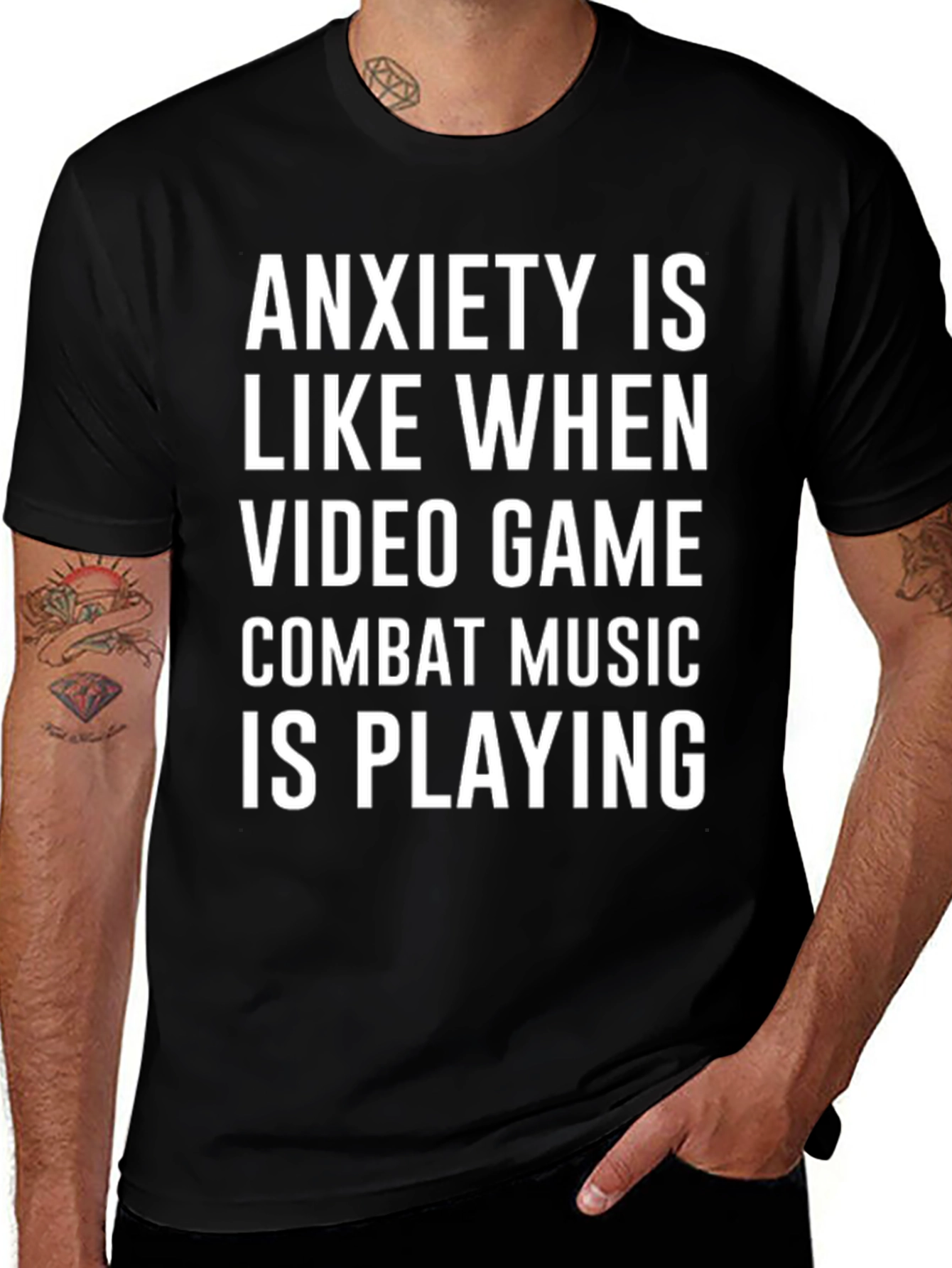 Camiseta Negra Ansiedad Videojuegos Hombre