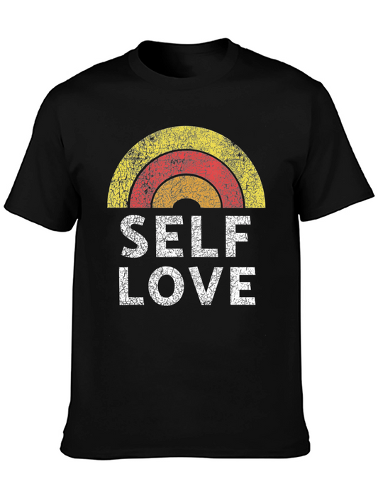 Camiseta Negra Self Love Estilo Retro