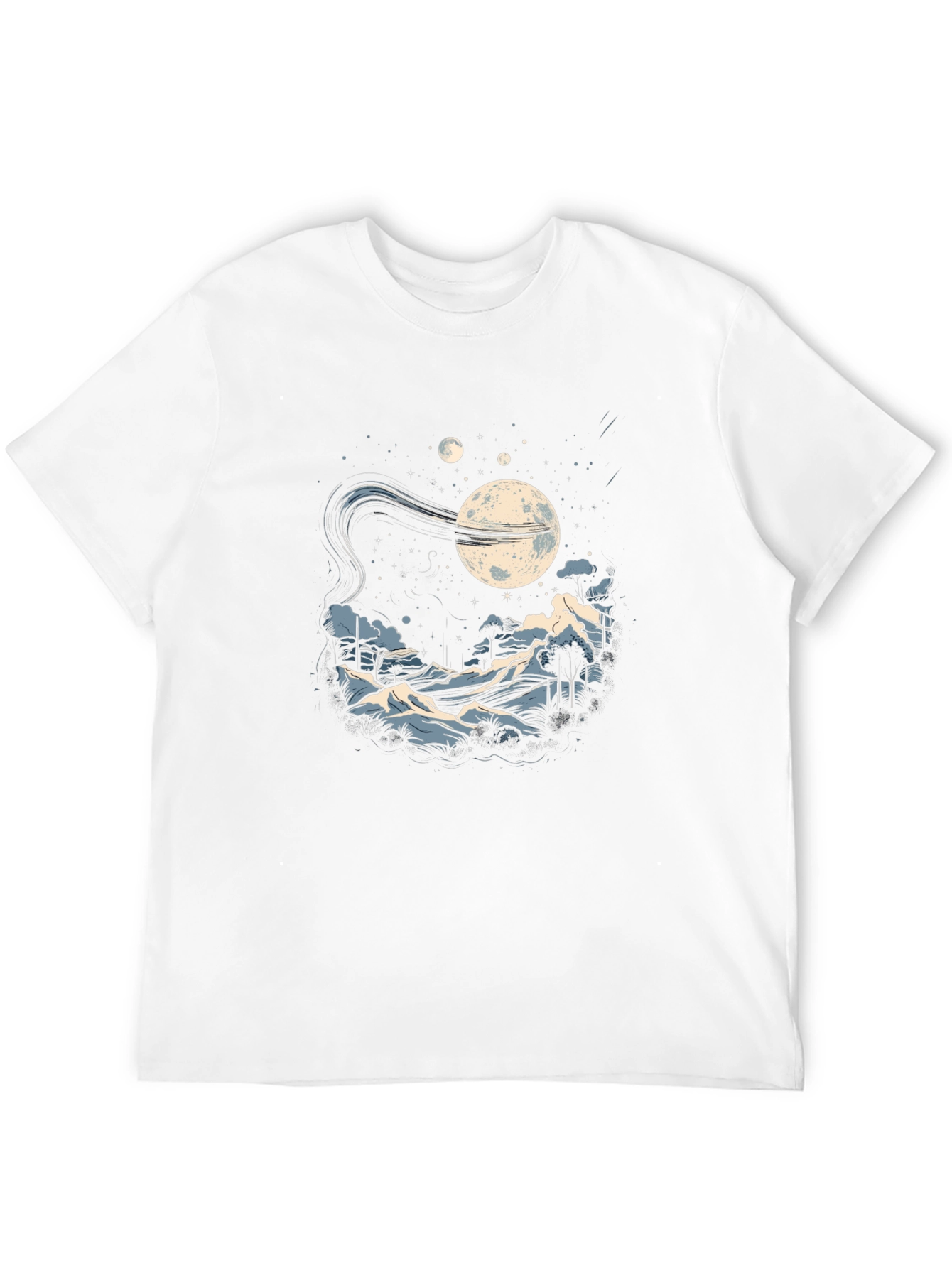 Camiseta Negra Hombre - Diseño Noche Estrellada