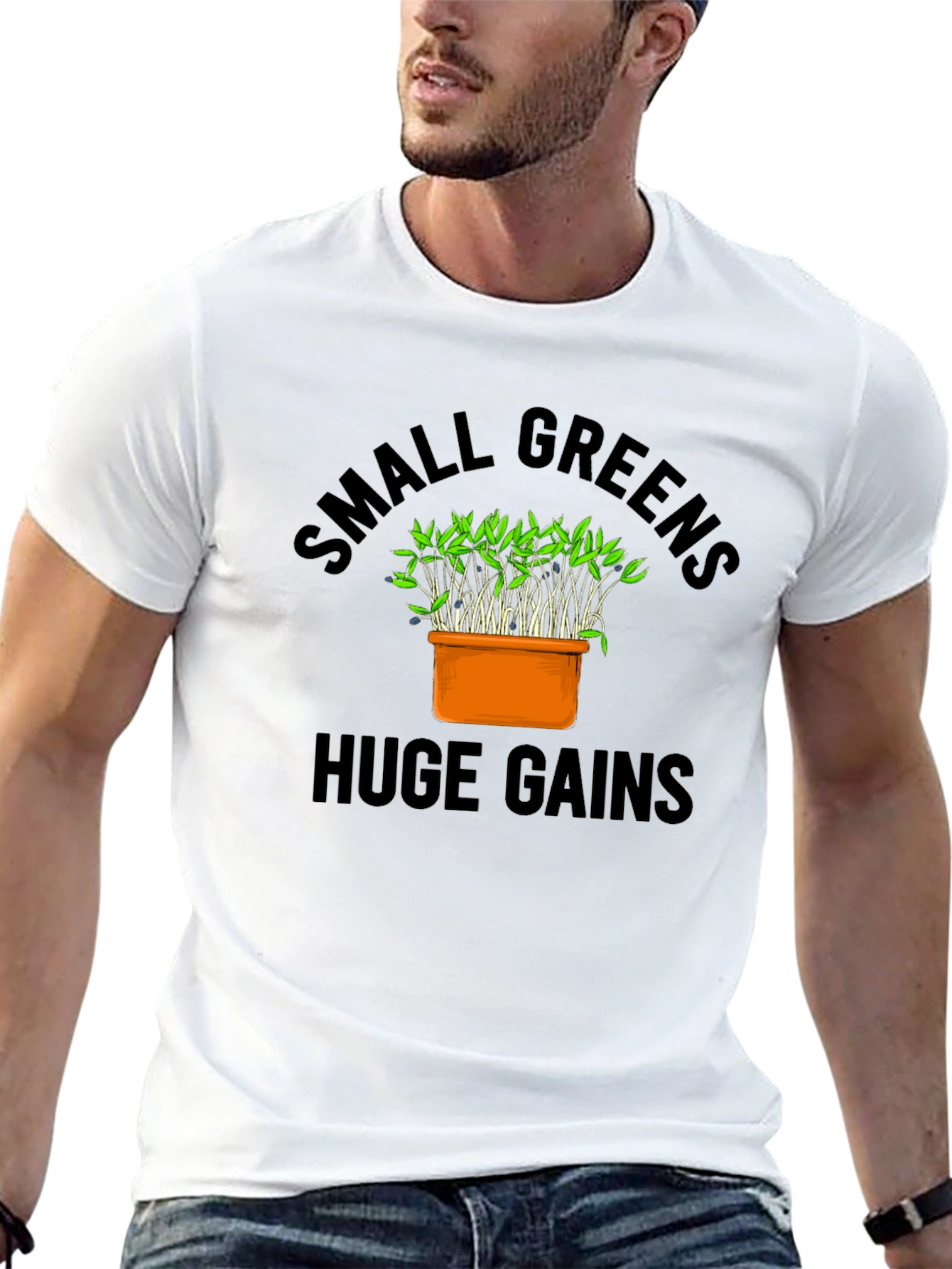 Camiseta Negra Small Greens Huge Gains Hombre