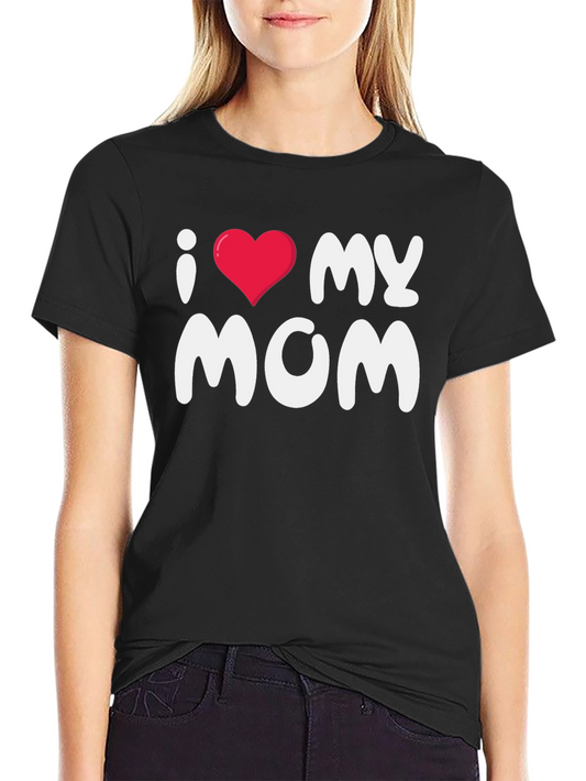 Camiseta Negra Amo a Mi Mamá con Corazón Rojo