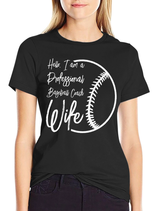 Camiseta Negra Esposa de Entrenador de Béisbol Profesional