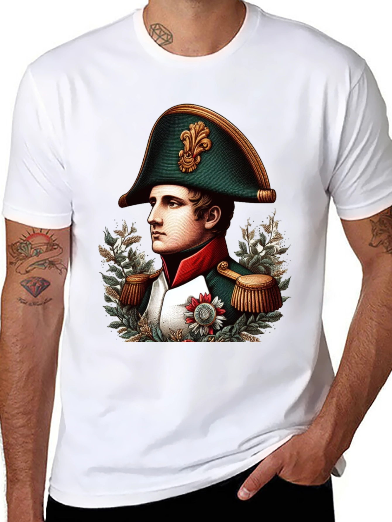 Camiseta Negra Napoleón Bonaparte Diseño Gráfico