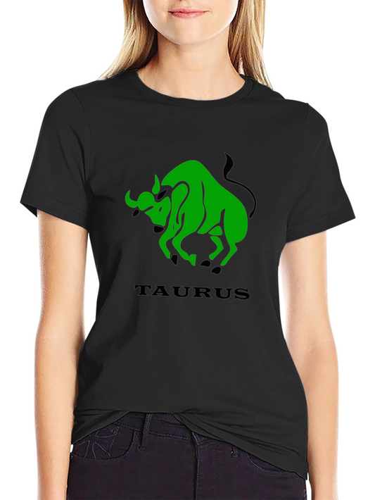 Camiseta Negra con Diseño Tauro Verde