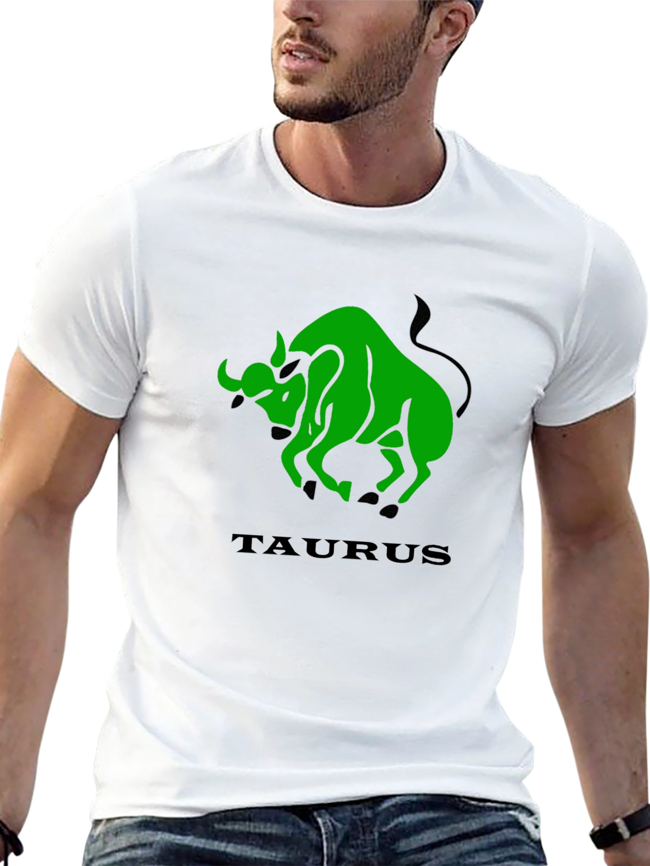 Camiseta Negra con Diseño Tauro Verde