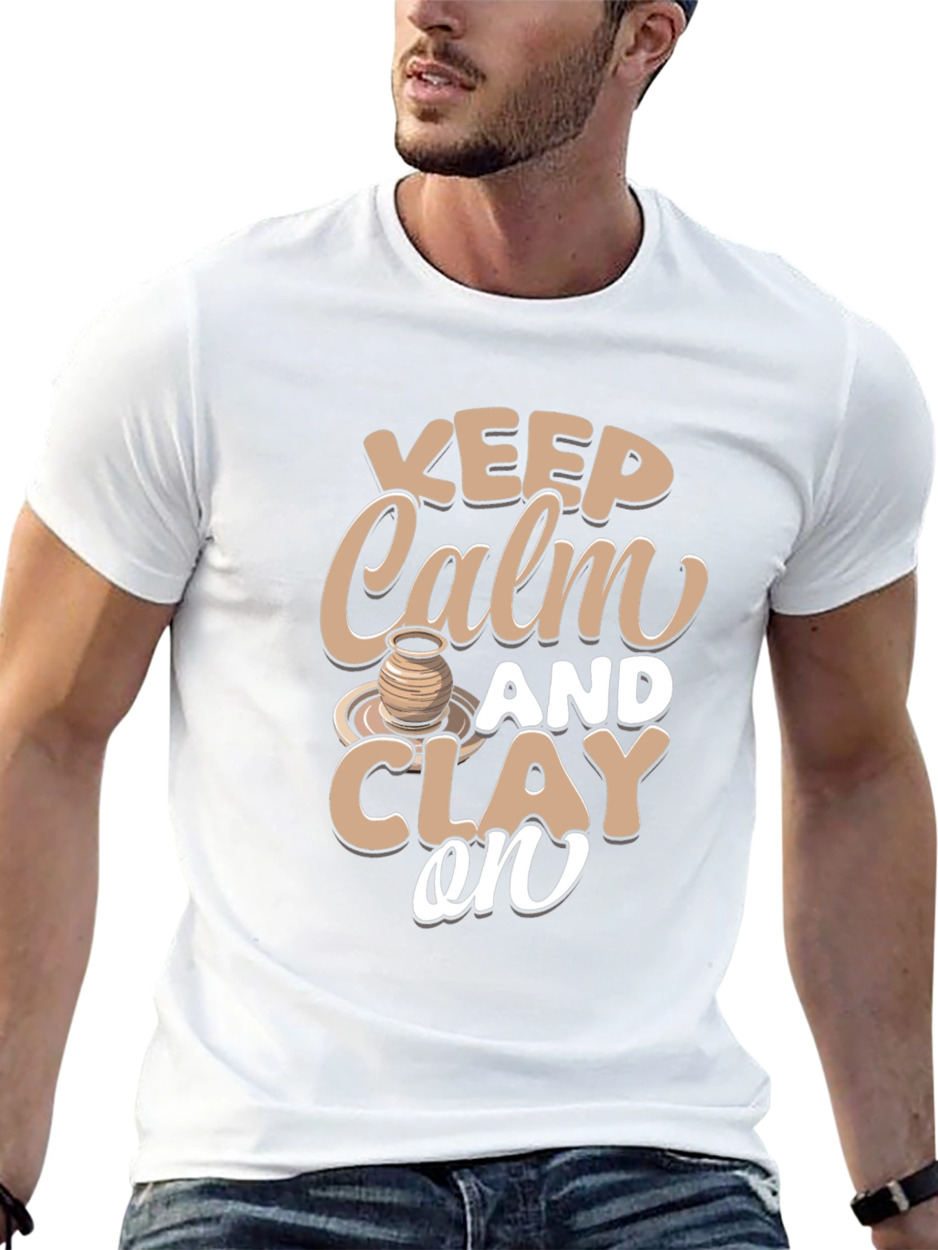 Camiseta Negra Keep Calm and Clay On