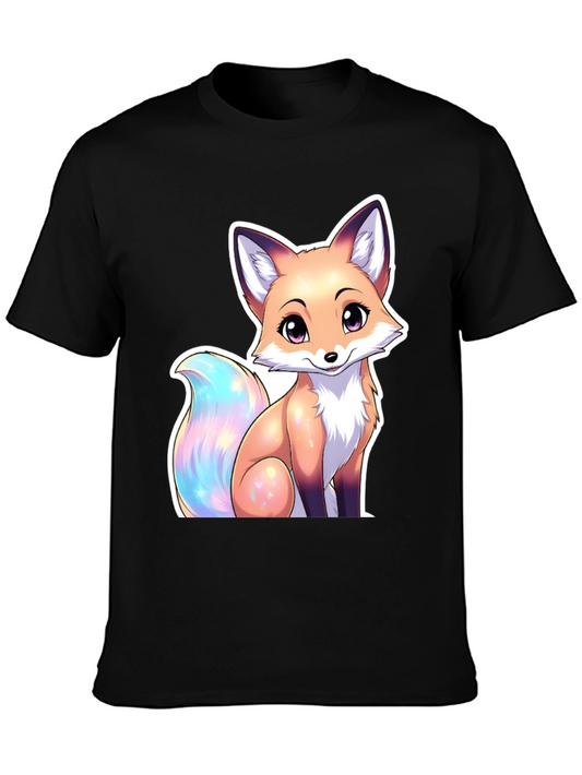 Camiseta Negra con Diseño de Zorro Kawaii