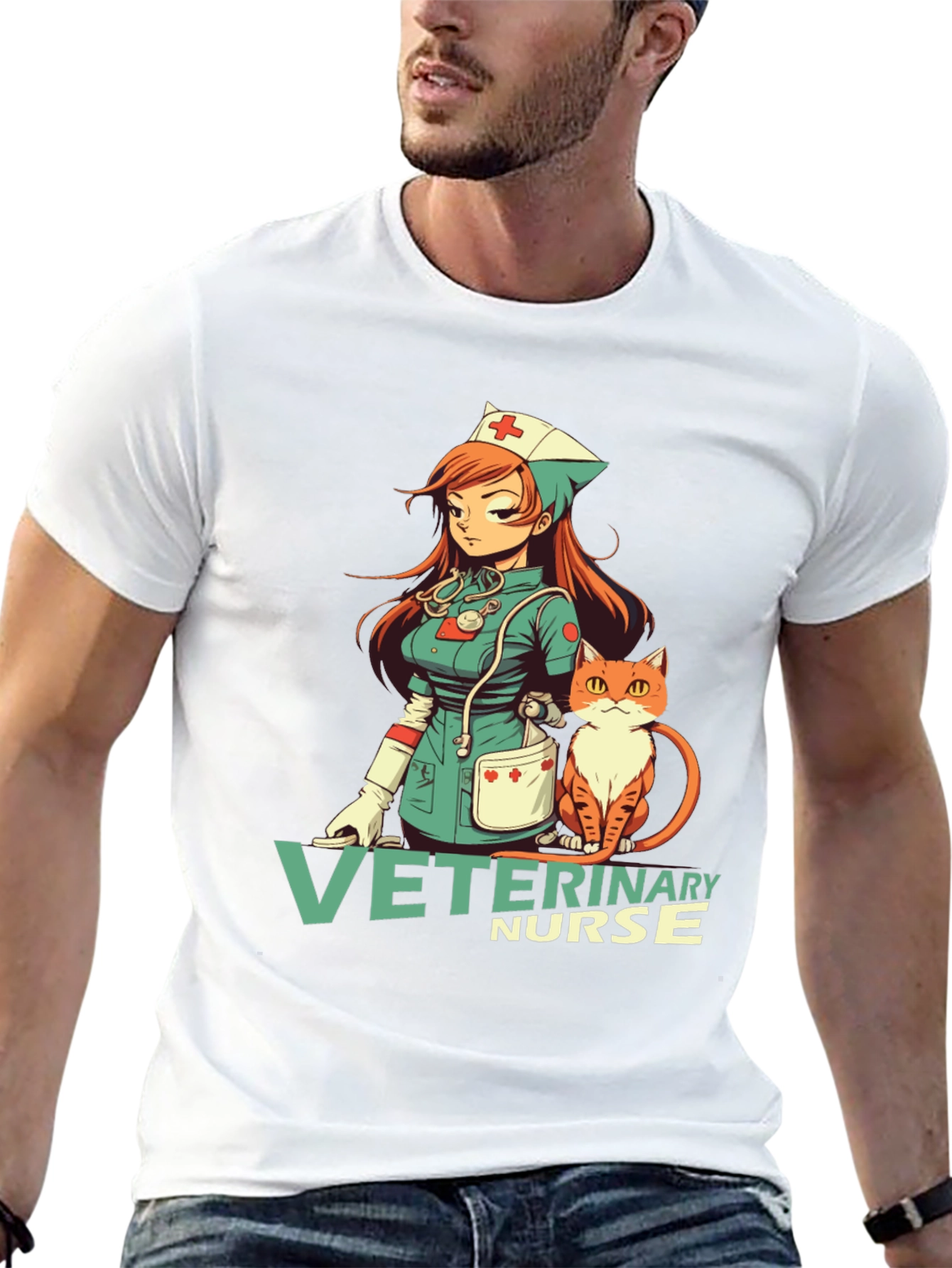 Camiseta Negra con Diseño Veterinario Anime