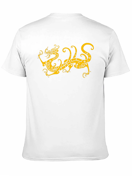 Camiseta Negra Dragón Dorado Estilizado