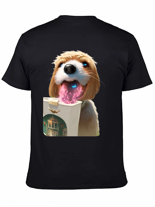 Camiseta Negra con Diseño de Perro Digital