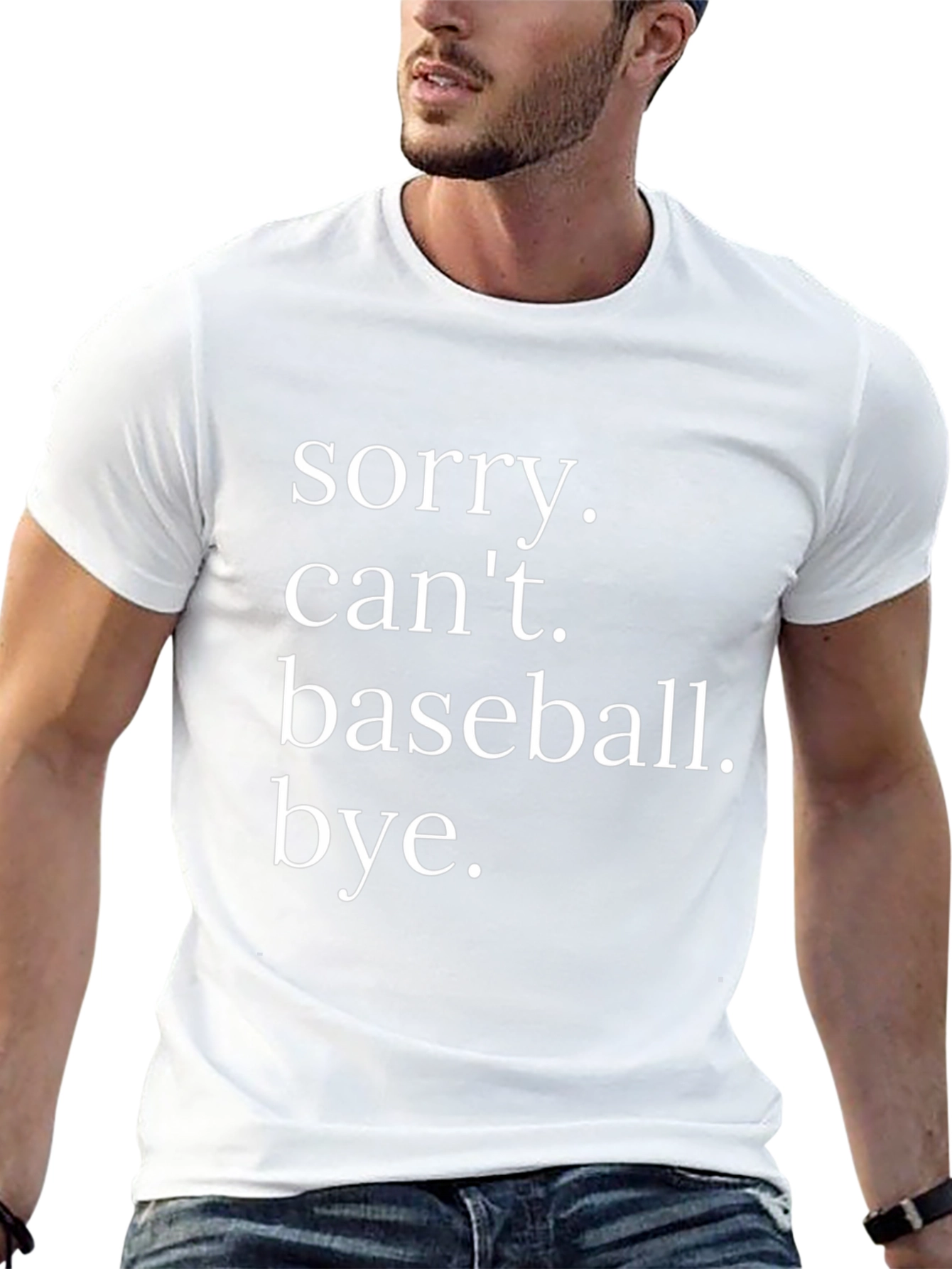 Camiseta Negra con Estampa: Sorry Cant. Baseball. Bye.