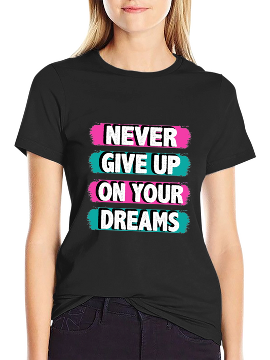 Camiseta Negra con Diseño Motivacional Never Give Up