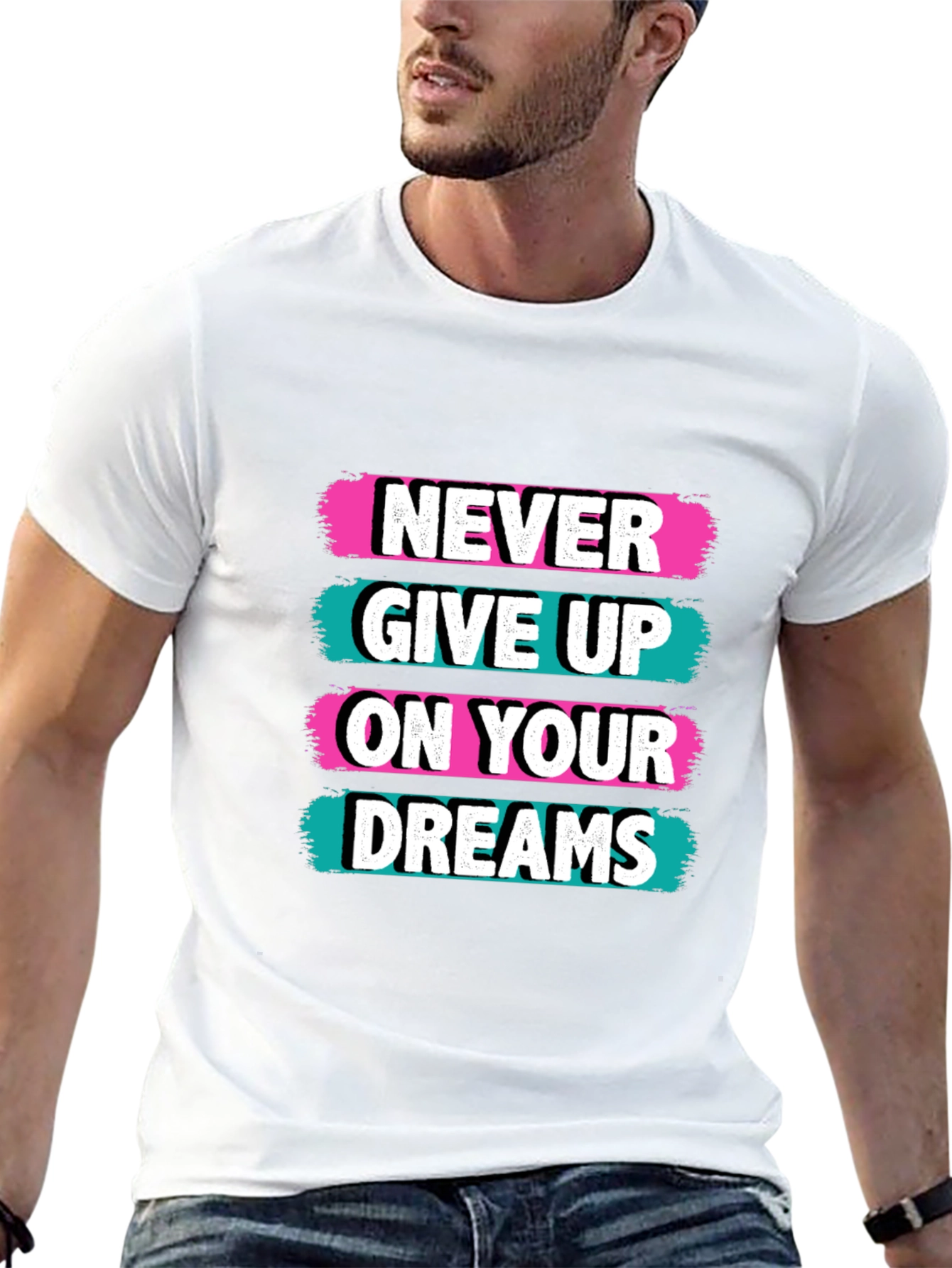 Camiseta Negra con Diseño Motivacional Never Give Up