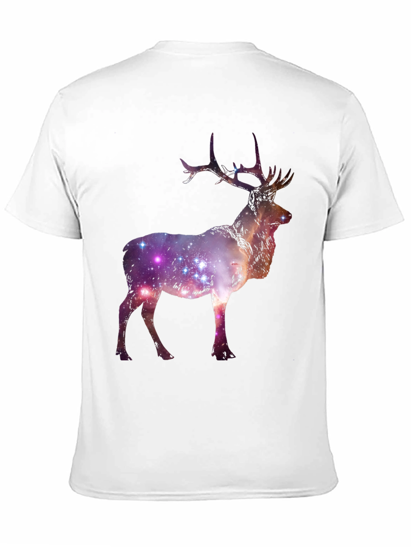 Camiseta Negra con Estampado de Ciervo Galáctico