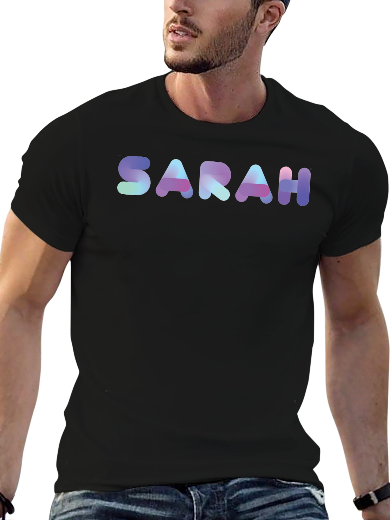 Camiseta Negra Personalizada SARAH Degradado