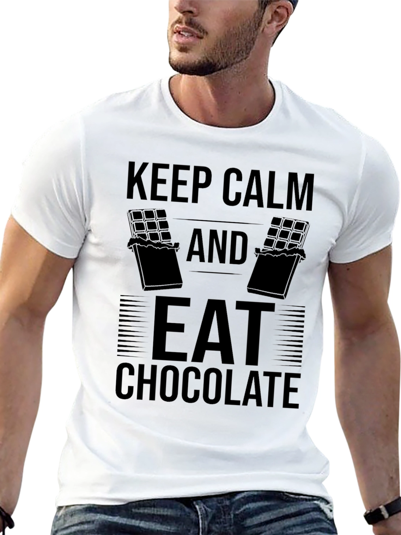 Camiseta Negra: Keep Calm and Eat Chocolate