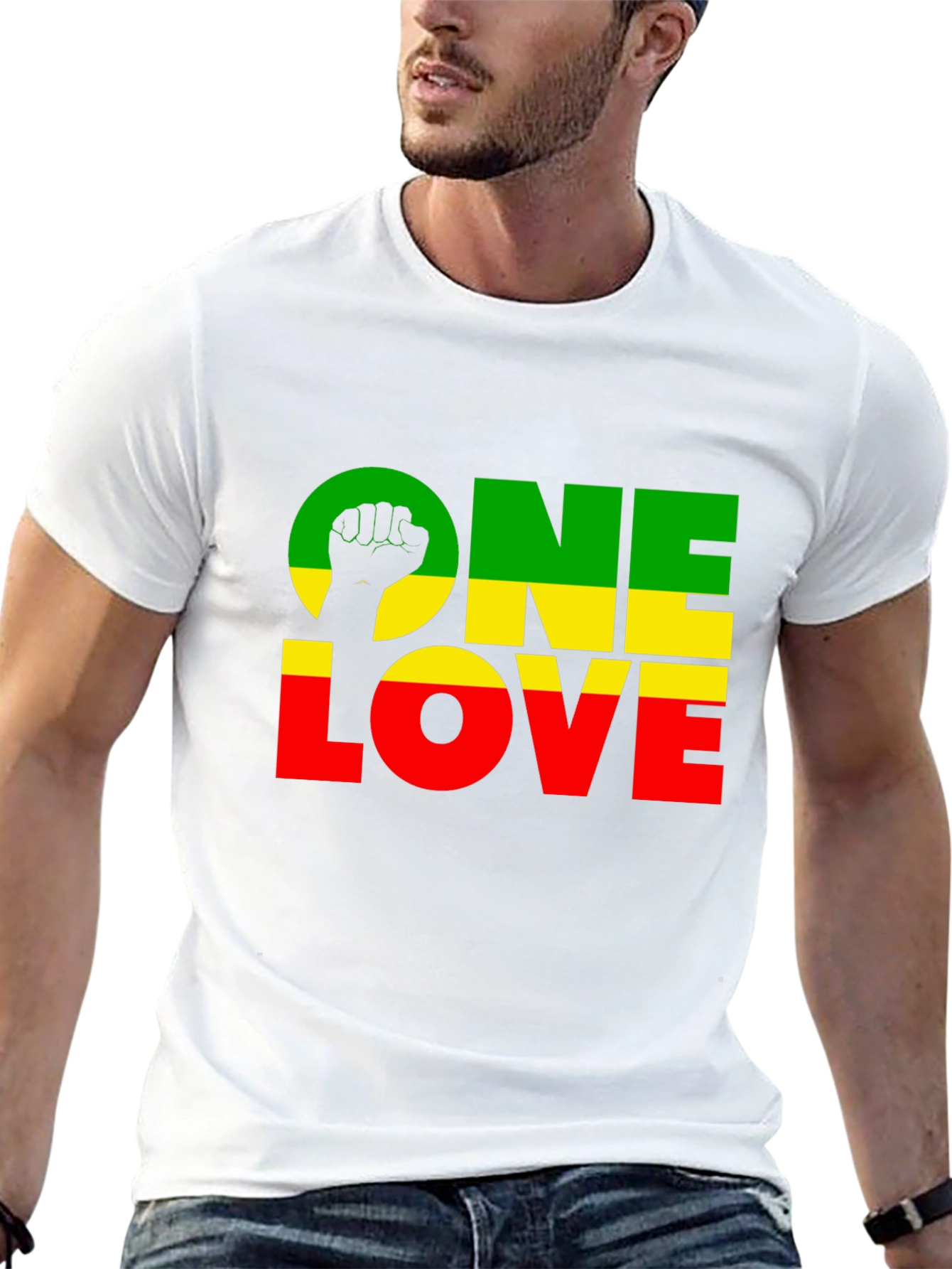 Camiseta Negra One Love Rasta