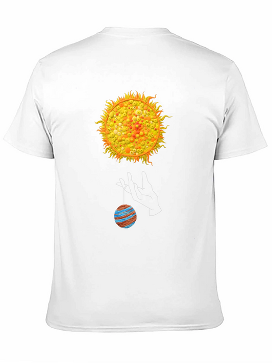 Camiseta Negra con Diseño de Sol y Planeta