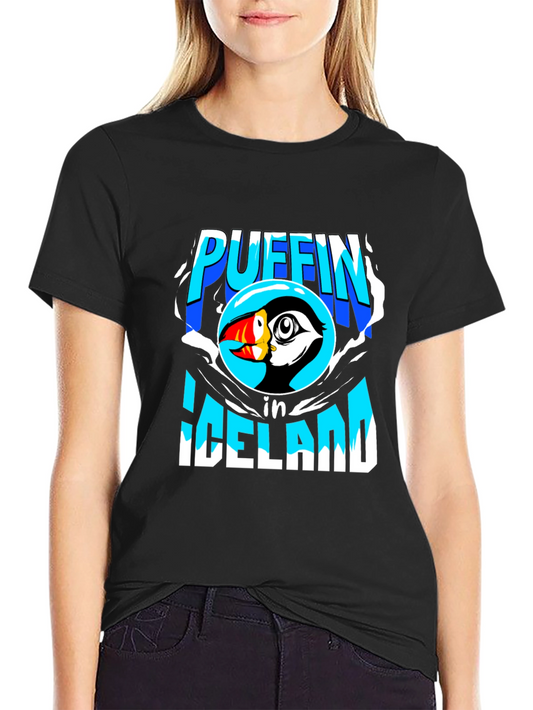 Camiseta Negra Puffin in Iceland