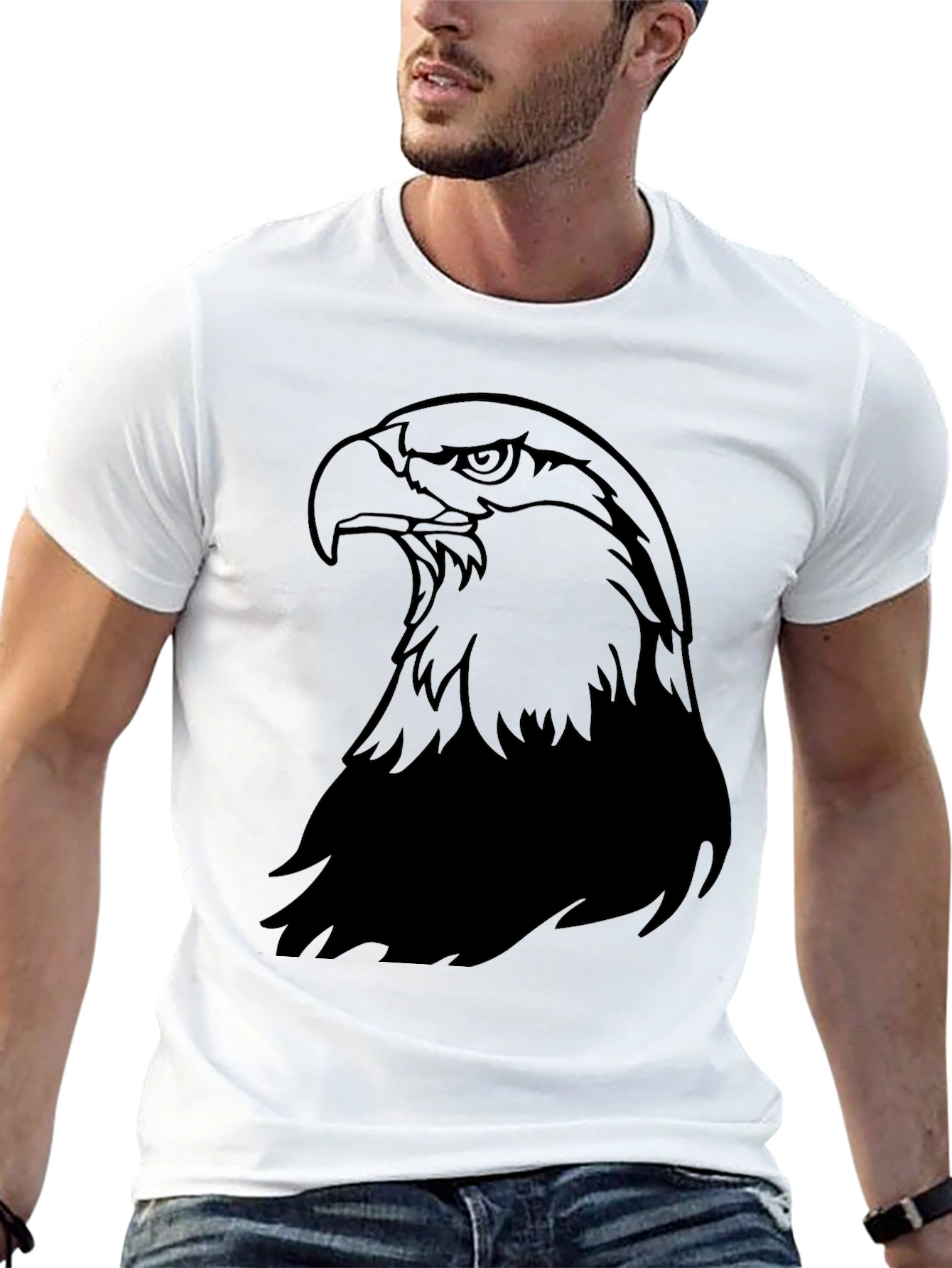 Camiseta Hombre Negra con Diseño de Águila