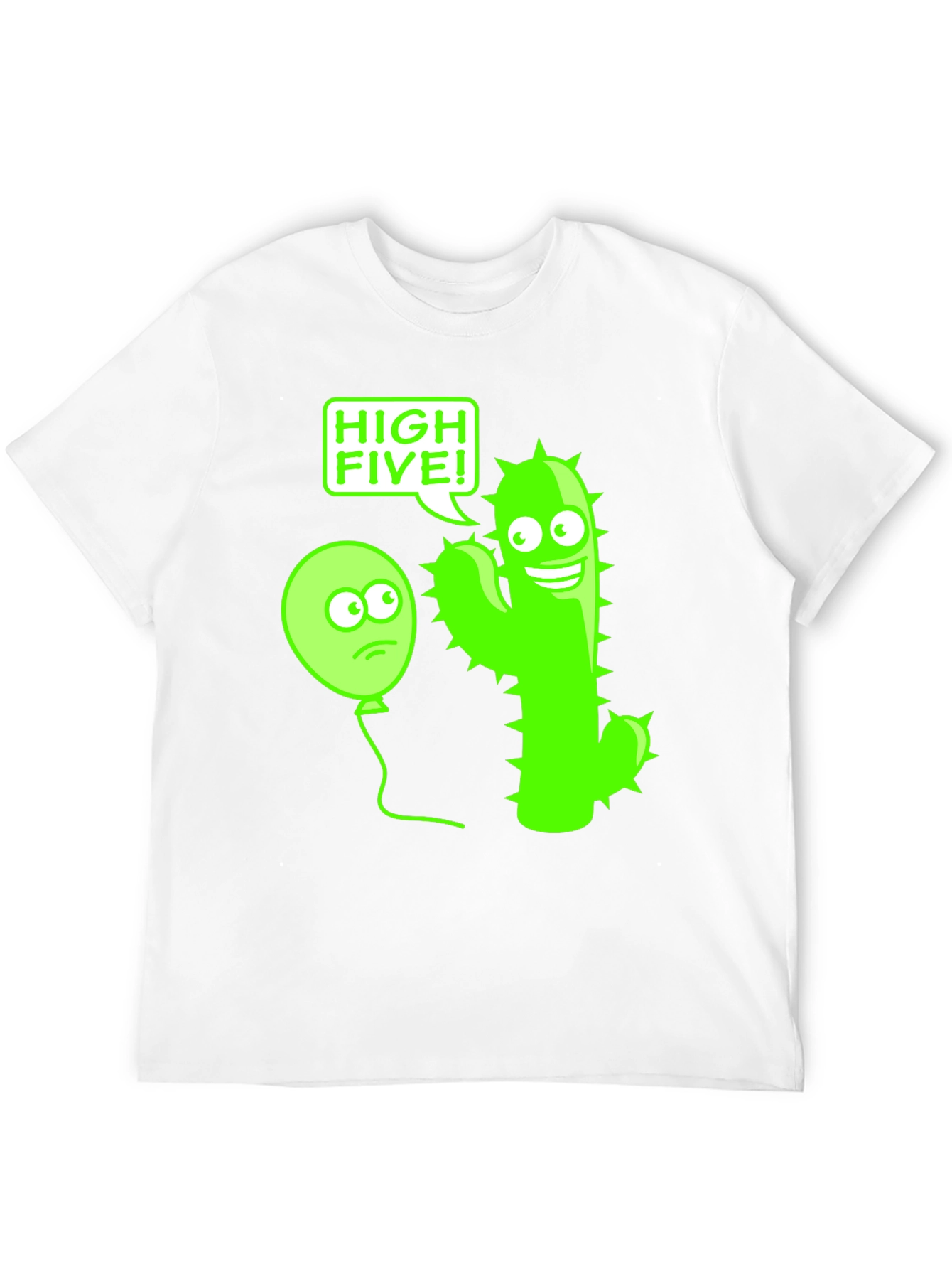 Camiseta Negra con Diseño Divertido de Cactus y Globo