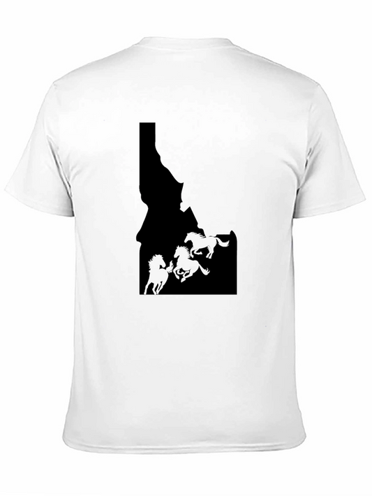 Camiseta Hombre Negra Idaho Caballos Salvajes