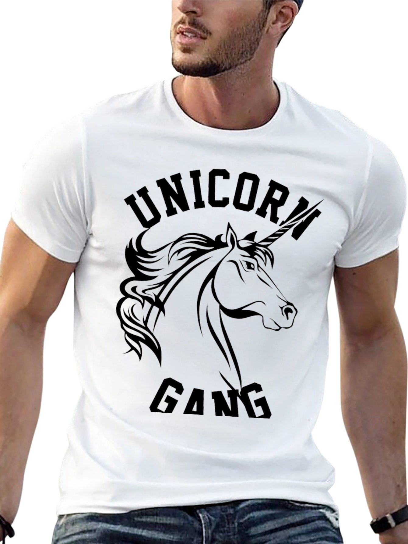 Camiseta Unicornio Gang Negra Hombre