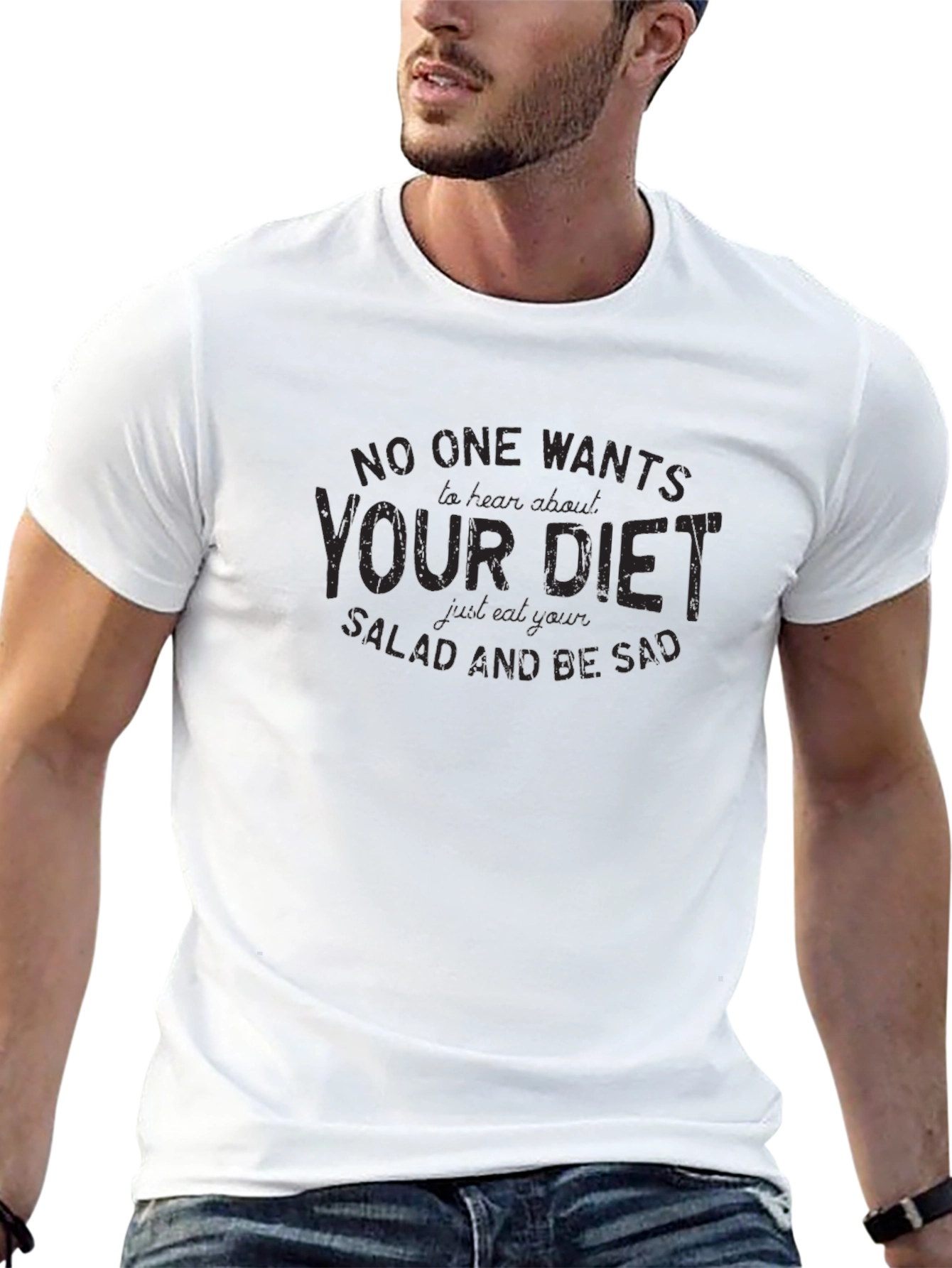 Camiseta Negra con Mensaje Divertido sobre Dietas