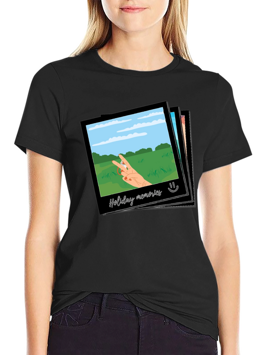 Camiseta Negra con Diseño de Holiday Memories