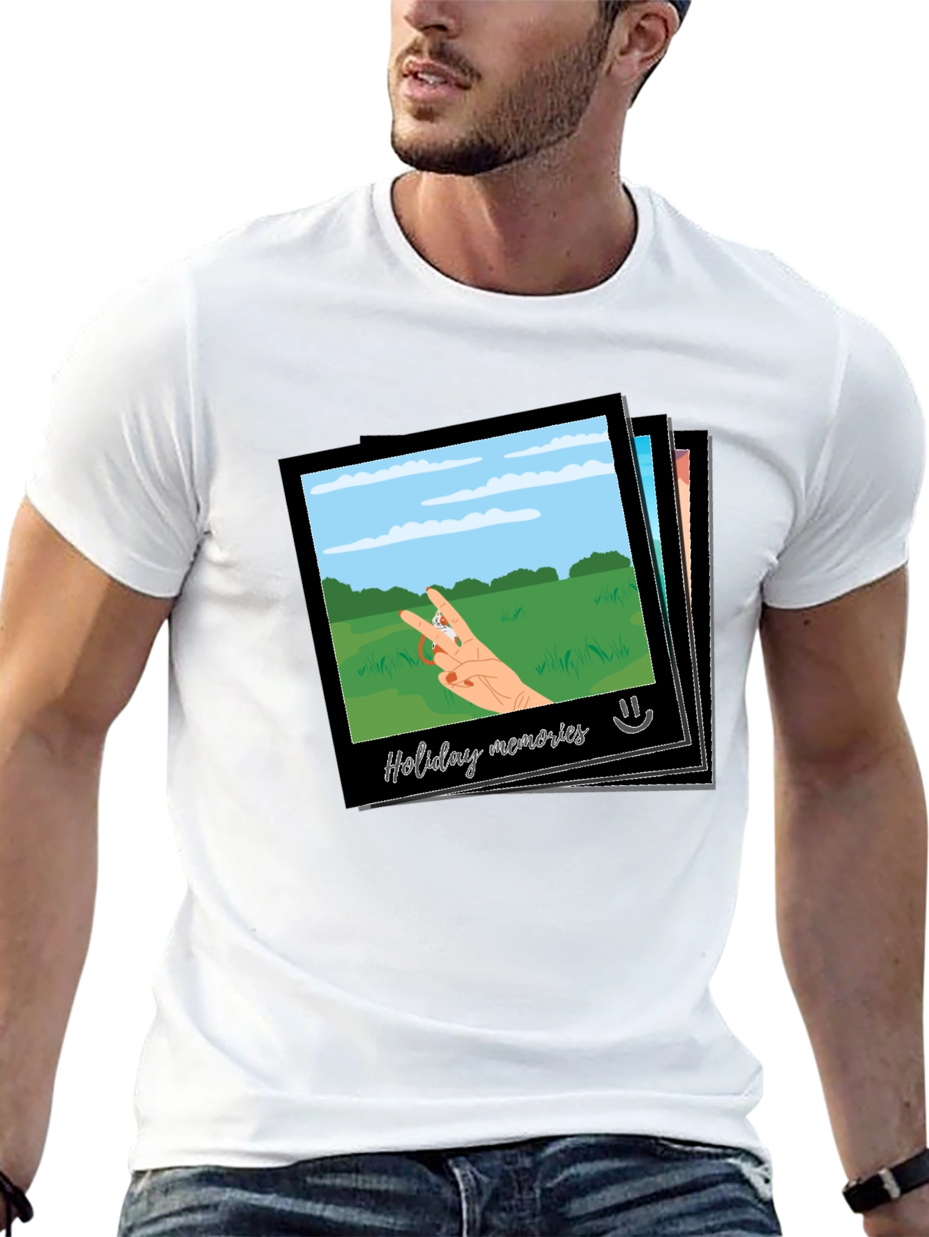 Camiseta Negra con Diseño de Holiday Memories