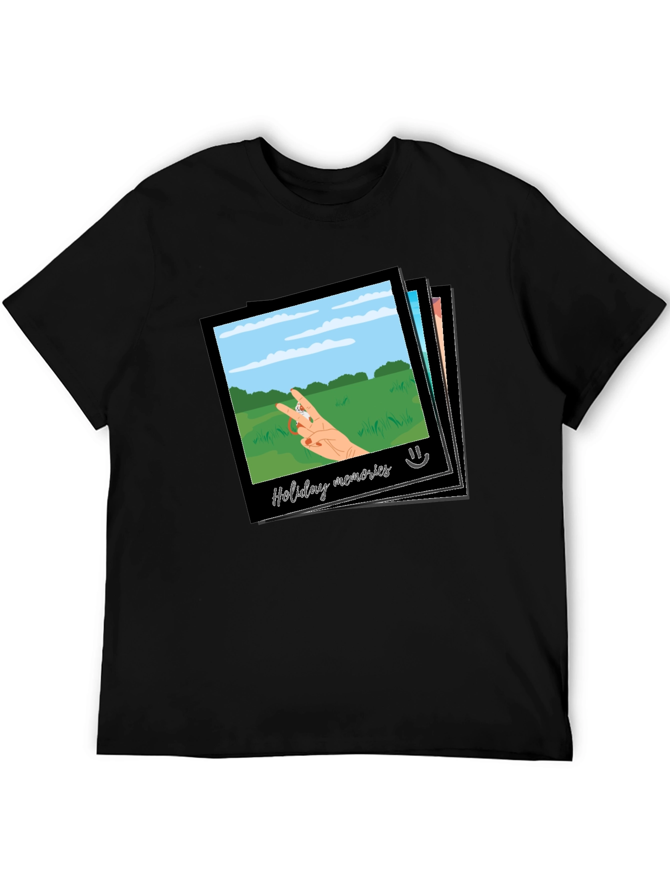 Camiseta Negra con Diseño de Holiday Memories