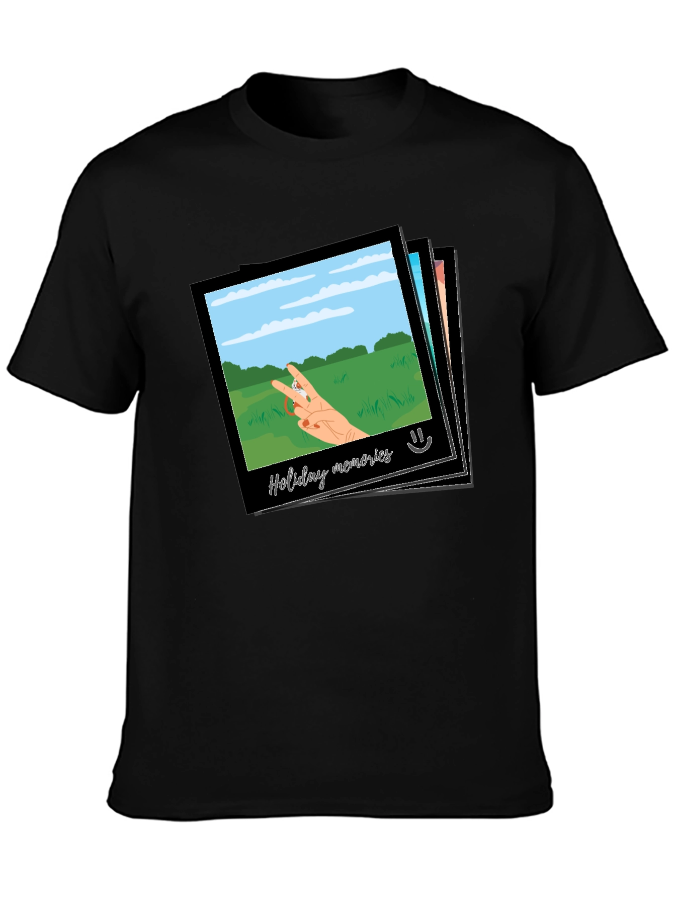 Camiseta Negra con Diseño de Holiday Memories