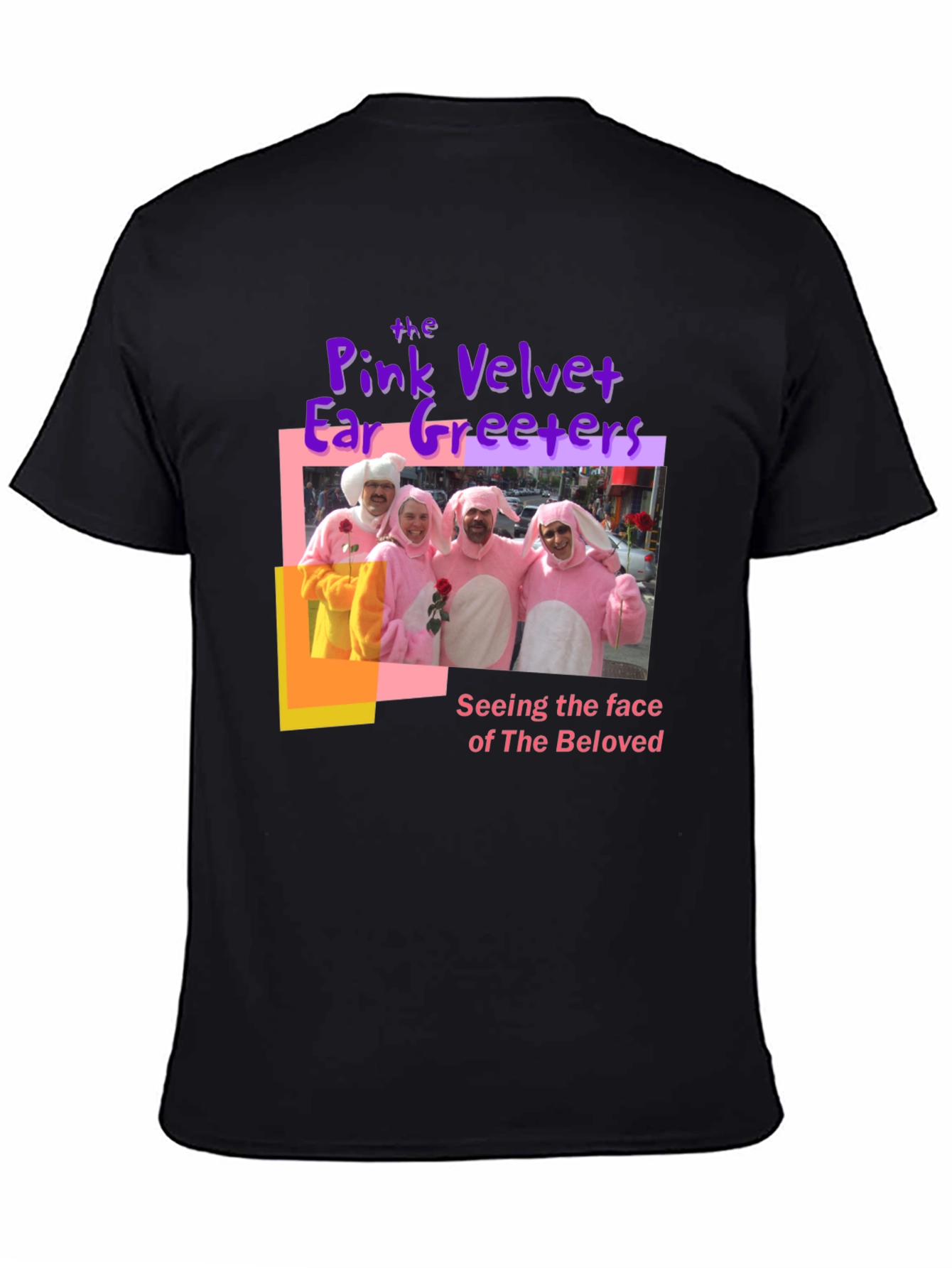 Camiseta Negra con Diseño de Conejos Musicales