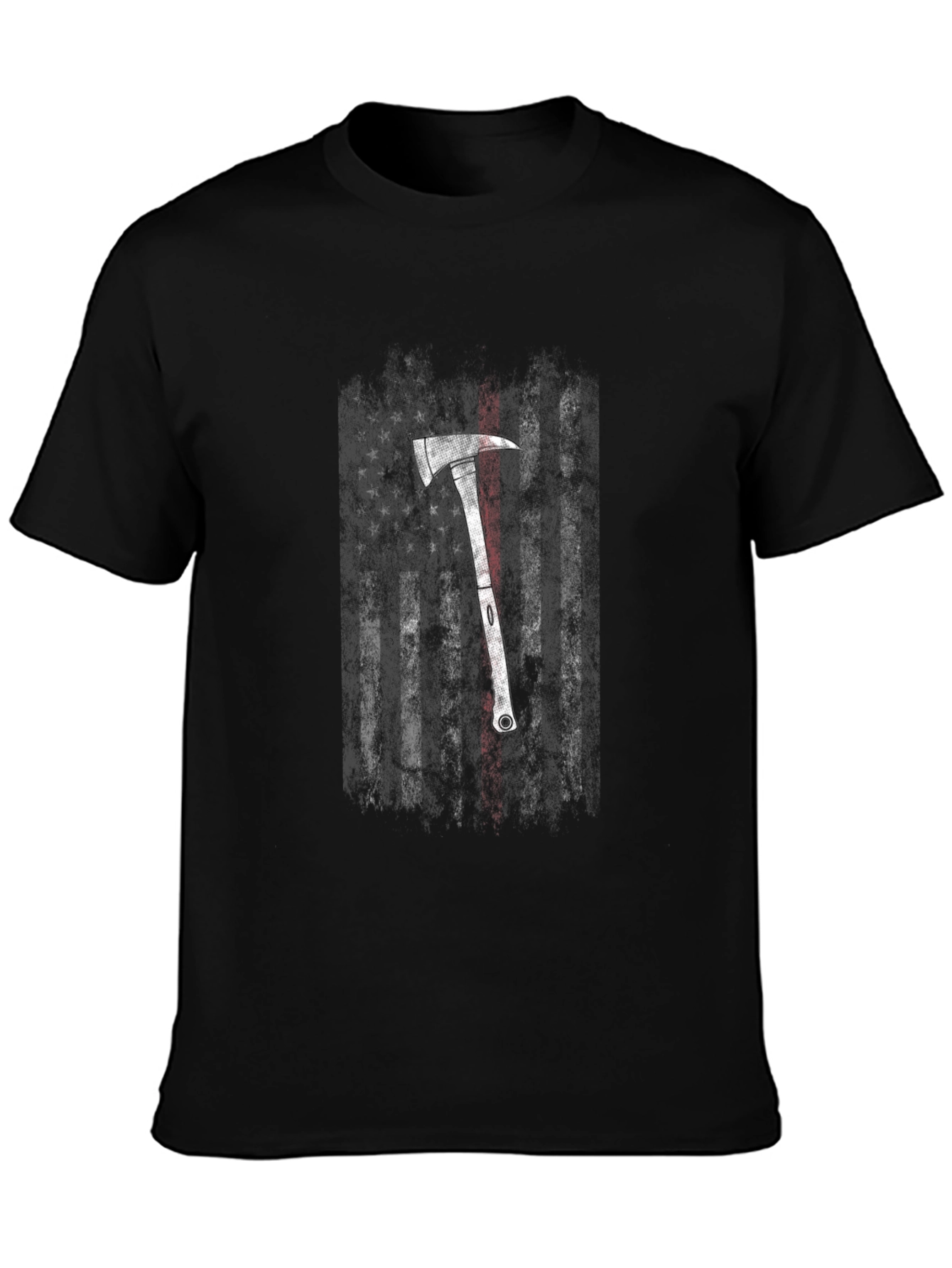 Camiseta Negra con Diseño de Hacha y Bandera