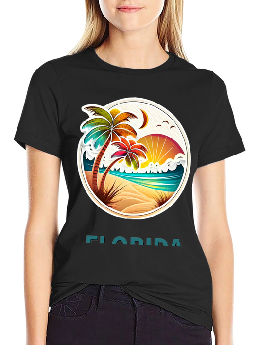 Camiseta Florida con Diseño de Playa Tropical
