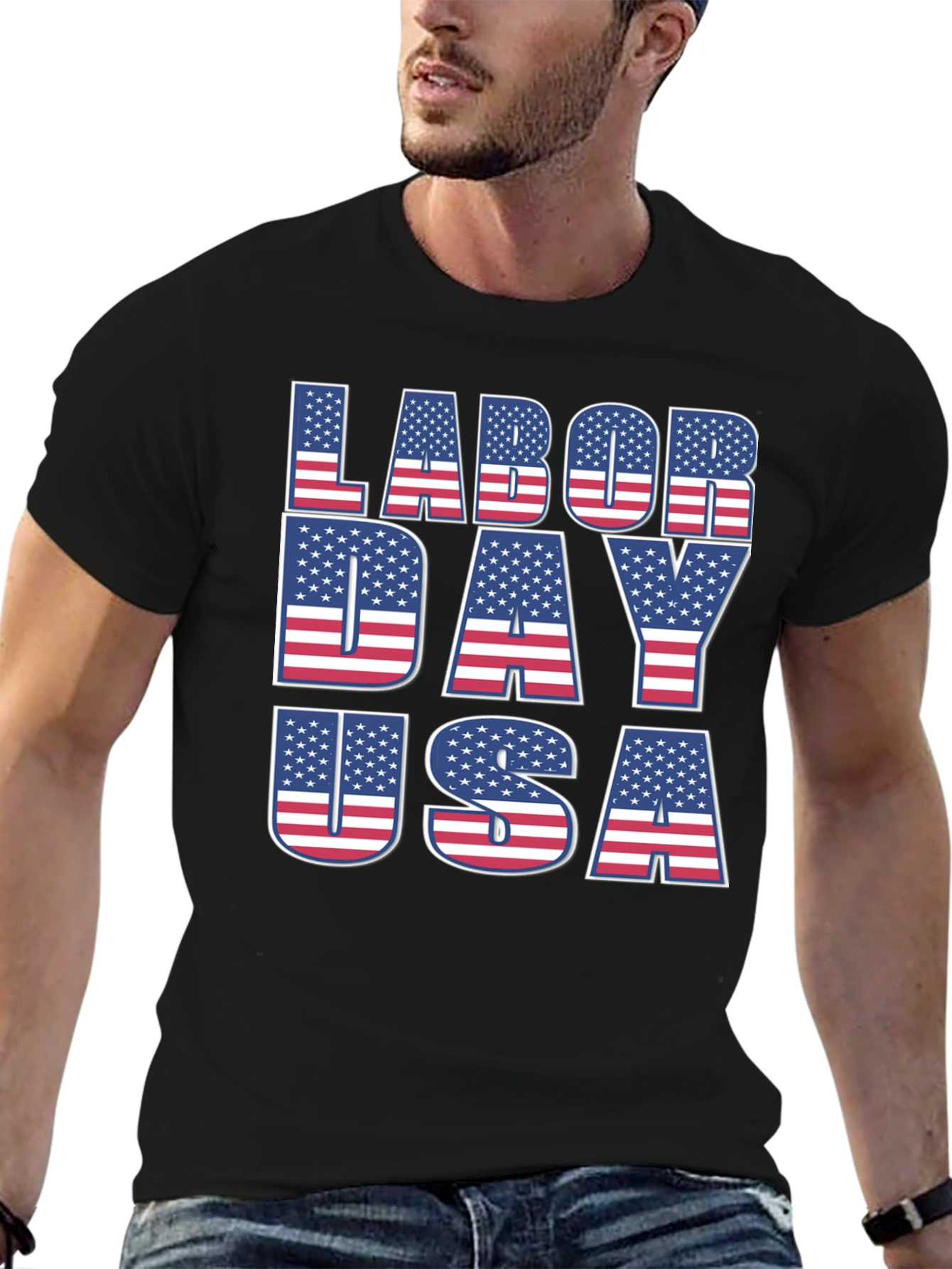 Camiseta Negra Día del Trabajo USA