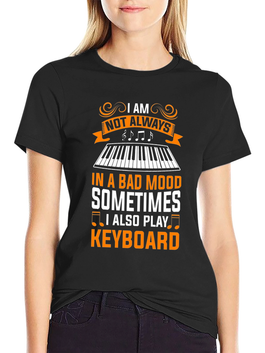 Camiseta Negra con Diseño de Teclado Musical