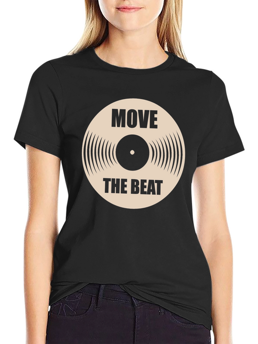 Camiseta Negra con Diseño de Vinilo Move The Beat